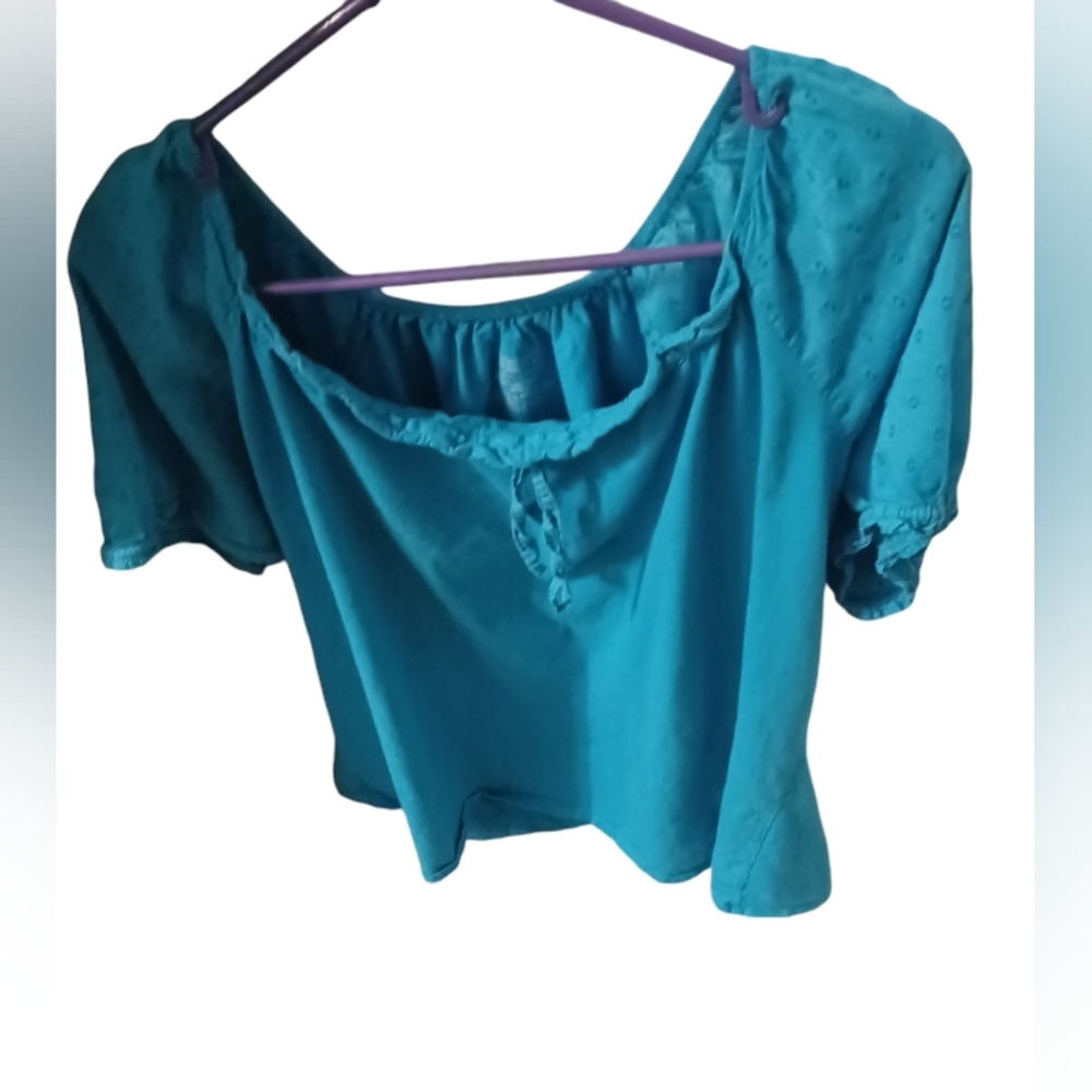 Lane Bryant 18/20  Dress Shirt Turquoise Beautiful Details in Sleeves
